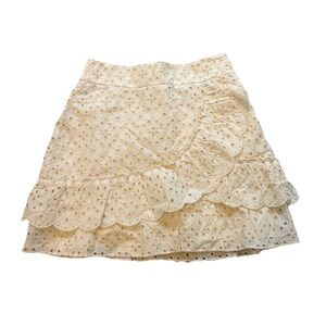 NWT Sezane Jupe Courte Corina Eyelet Cotton French Mini Skirt SZ M/6-EU-38 Cream